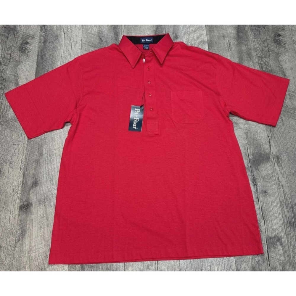VTG Par Four Polo Shirt Mens Large Red Golf Casual Cotton Mod Style Soft 90s NWT